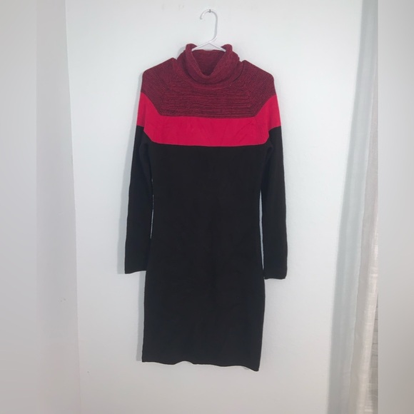 Calvin Klein Colorblock Knit Cowl Neck Dress - Picture 3 of 13